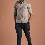 Men's Green Tint Hunting Shirt | Printed Cotton Outdoor Wear | Comfort & Style